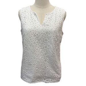 Talbots White Eyelet Sleeveless Top - size 12P